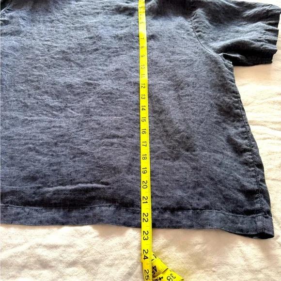 Women's Dark Blue Linen Button-Up Top from Garnet Hill. Size XL. - Picture 5 of 8